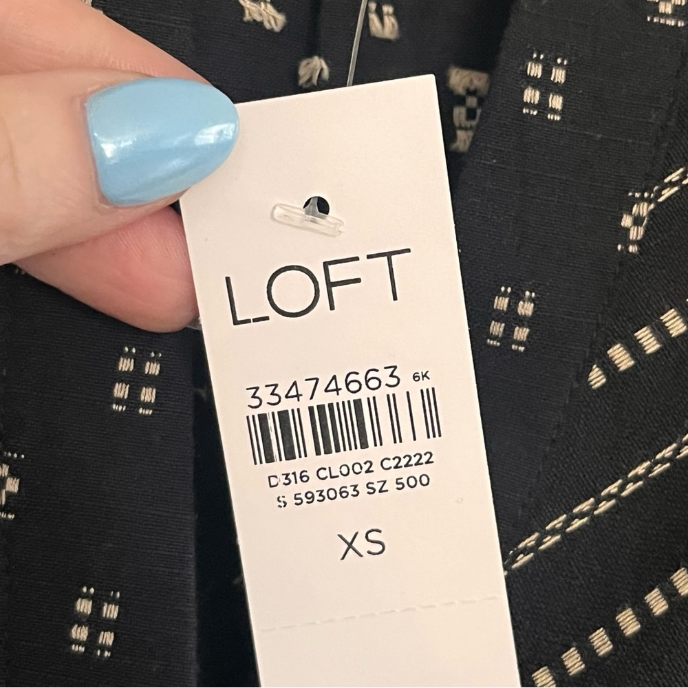 NEW LOFT Black and White Patterned Long Sleeve Dress size XS - Picture 5 of 8